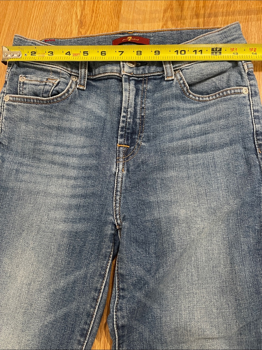 7 For All Mankind- Medium Blue Flare Jeans - Picture 6 of 6